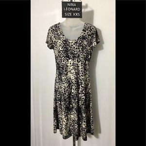 NINA LEONARD SIZE XXS LEOPARD PRINT SOFT DRESS